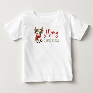 Merry Christmas cute cow  Baby T-Shirt