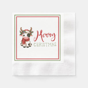 Merry Christmas cute cow Napkin