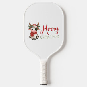 Merry Christmas cute cow Pickleball Paddle