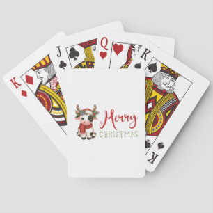 Merry Christmas cute cow Playing Cards