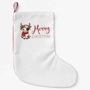 Merry Christmas cute cow  Small Christmas Stocking