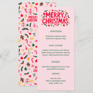 Merry Christmas Cute CUSTOM Holiday Dinner Party Menu