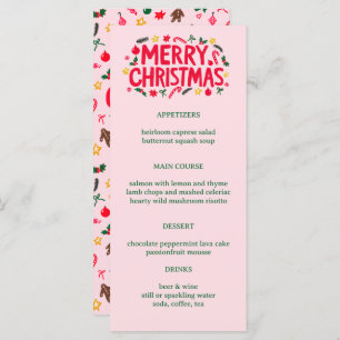 Merry Christmas Cute CUSTOM Holiday Dinner Party Menu