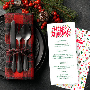 Merry Christmas Cute CUSTOM Holiday Dinner Party Menu