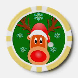 Merry Christmas Cute Deer Clay Poker Chips, Yellow Poker Chips