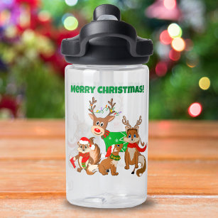 Merry Christmas! Cute Deer, Foxes & Chipmunk   Water Bottle