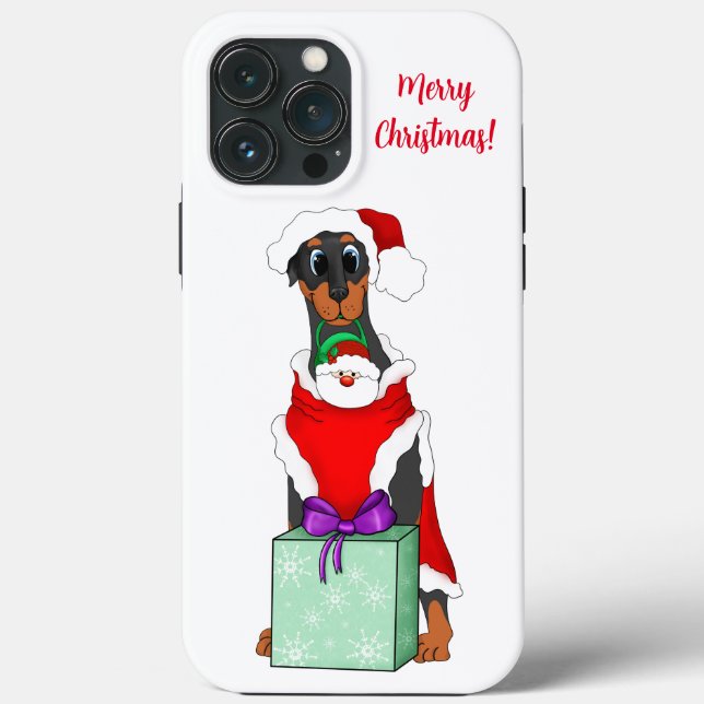 Merry Christmas Cute Doberman In Santa Outfit  Case-Mate iPhone Case (Back)