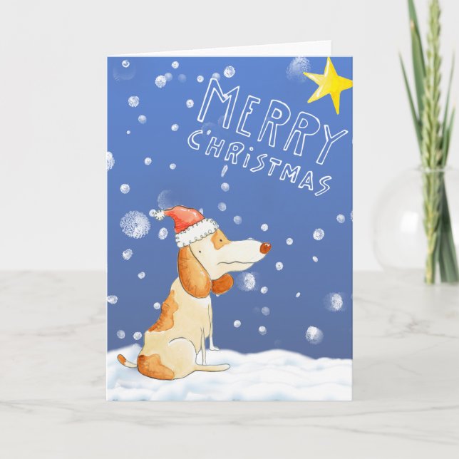 Merry Christmas - Cute dog Holiday Card (Front)