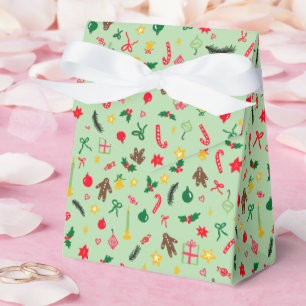 Merry Christmas Cute Doodle Whimsical Pattern Favor Box