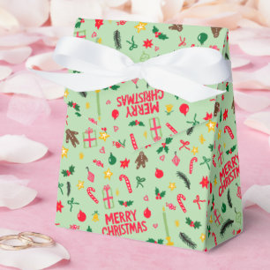 Merry Christmas Cute Doodle Whimsical Pattern Favor Box