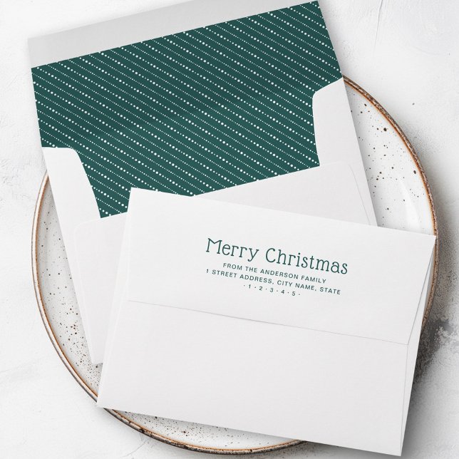 Merry Christmas cute dotted stripes green white Envelope (Merry Christmas cute dotted stripes green white Envelope)