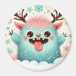 Merry Christmas Cute Fluffy goofy monster Magnet