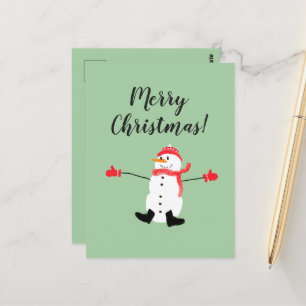 Merry Christmas Cute Frosty Snowman  Postcard