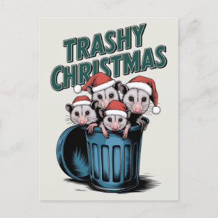 Merry Christmas Cute Funny Racoons Postcard