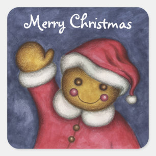 Merry Christmas Cute Gingerbread Cookie Stickers