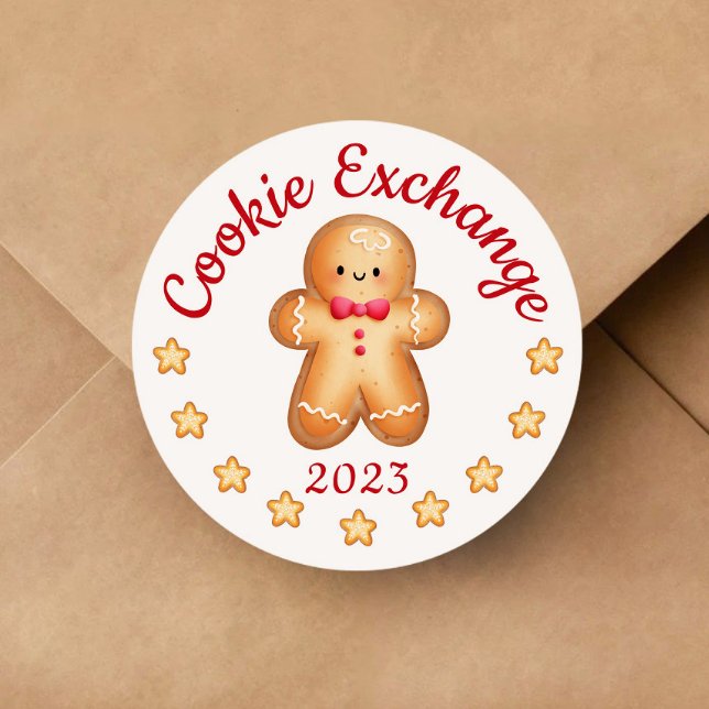 Merry Christmas Cute Gingerbread Man Classic Round Sticker (Merry Christmas Cute Gingerbread Man Classic Round Sticker)