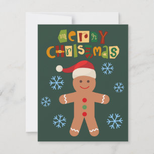 Merry Christmas Cute Gingerbread Man Holiday Card