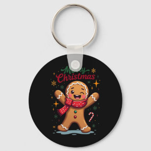 Merry Christmas Cute Gingerbread Man Holiday Festi Keychain