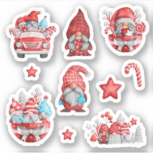 Merry Christmas Cute Gnome For kids Blue Red  (Front)
