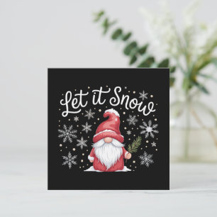 Merry Christmas Cute Gnome Let It Snow Winter  Holiday Card