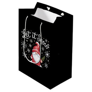 Merry Christmas Cute Gnome Let It Snow Winter  Medium Gift Bag
