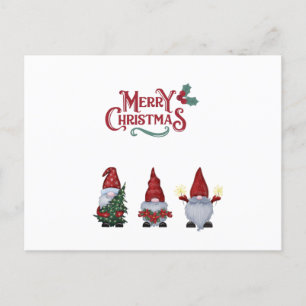 merry christmas cute gnomes candy jar postcard