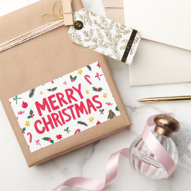 Merry Christmas Cute Hand-Drawn CUSTOM  Sticker (Gifting)