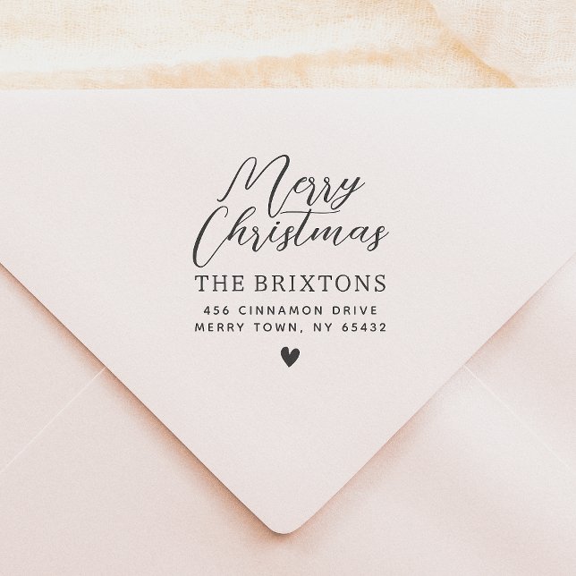 Merry Christmas & Cute Heart Return Address Rubber Stamp (Creator Uploaded)