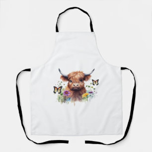 Merry Christmas Cute Highland Cow Classic T-Shirt Apron
