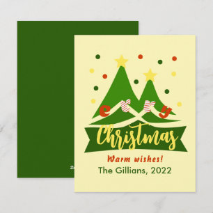 Merry christmas cute holiday tree card