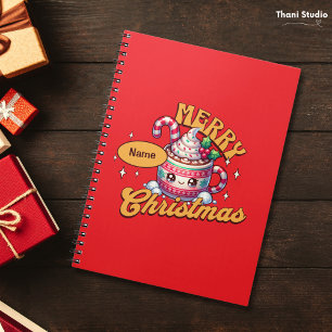 Merry Christmas Cute Hot Chocolate Mug Family Notebook
