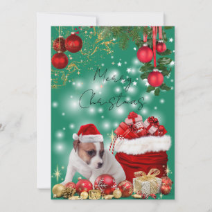 Merry Christmas cute Jack Russell Terrier Holiday Card