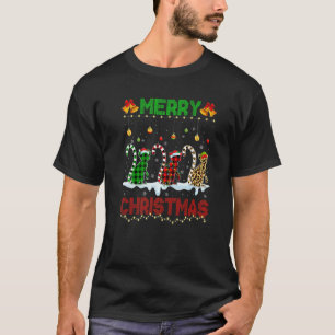 Merry Christmas Cute Lemur Xmas Leopard Plaid Sant T-Shirt