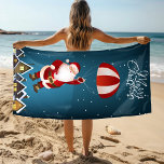 Merry Christmas Cute Modern Parachuting Santa Beach Towel<br><div class="desc">This cute design features Santa parachuting into a town as it snows with the text "Merry Christmas" in modern calligraphy script #christmas #holidays #winter #snow #santa #cute #beachtowels #towels #holiday #vacation #kids #christmasgifts #holidaygifts #gift #giftsforkids</div>