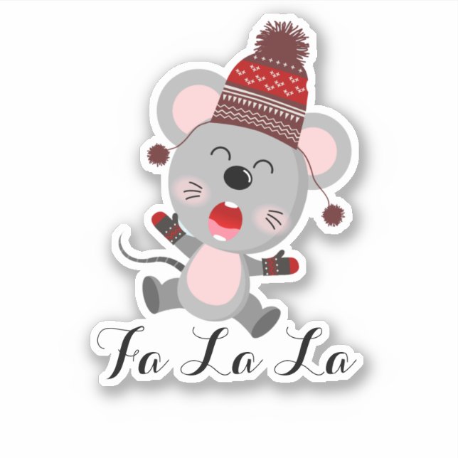 Merry Christmas Cute Mouse ID854  Sticker (Front)