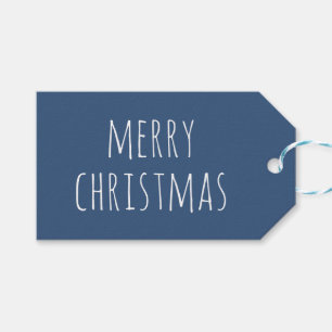 Merry Christmas   Cute Muted Blue Winter Holiday Gift Tags