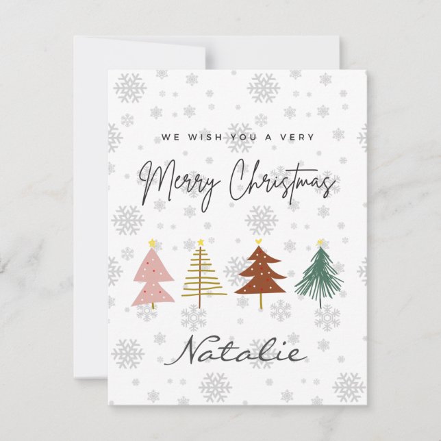 Merry Christmas Cute pastel pattern snowflakes Card (Front)