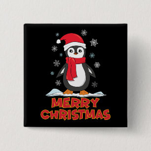Merry Christmas Cute Penguin 2 Inch Square Button