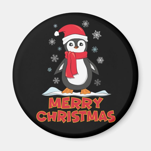 Merry Christmas Cute Penguin Magnet (Front)