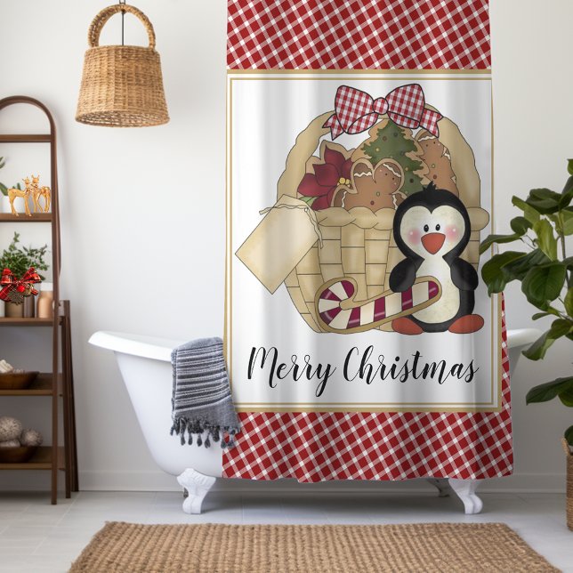 Merry Christmas Cute Penguin Retro Holiday Basket (Creator Uploaded)