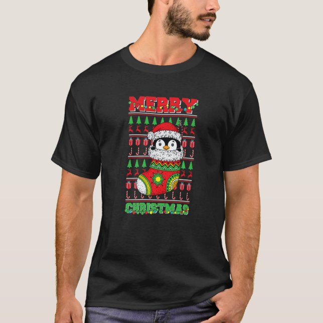 Merry Christmas Cute Penguin Ugly Xmas  1 T-Shirt (Front)