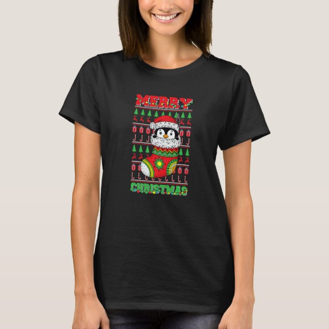 Merry Christmas Cute Penguin Ugly Xmas  1 T-Shirt (Front)