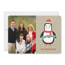 Merry Christmas Cute Penquin Personalized Photo