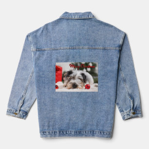 Merry Christmas Cute Pet Dog Terrier Fun Denim Jacket