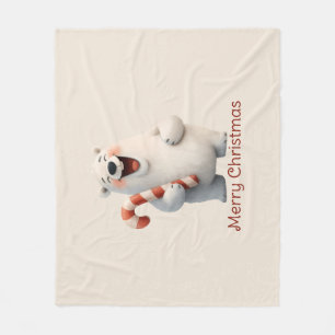 Merry Christmas Cute Polar Bear Design Fleece Blanket