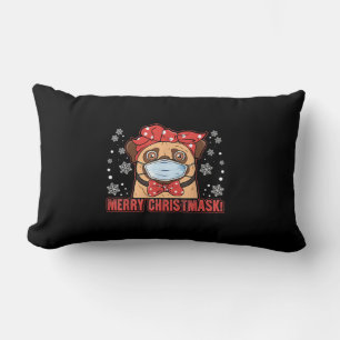 Merry Christmas Cute Pug Dog Breed Furry Lumbar Pillow