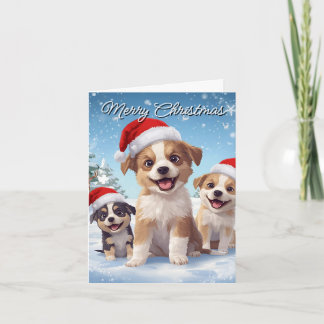 Merry Christmas Cute Puppy Christmas Card