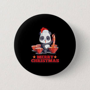 Merry Christmas Cute Ramen Panda Japanese Noodles 2 Inch Round Button