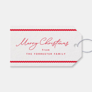 Merry Christmas cute red white stripes holiday Gift Tags