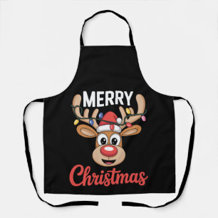 Merry Christmas Cute Reindeer Family Holiday Xmas Apron